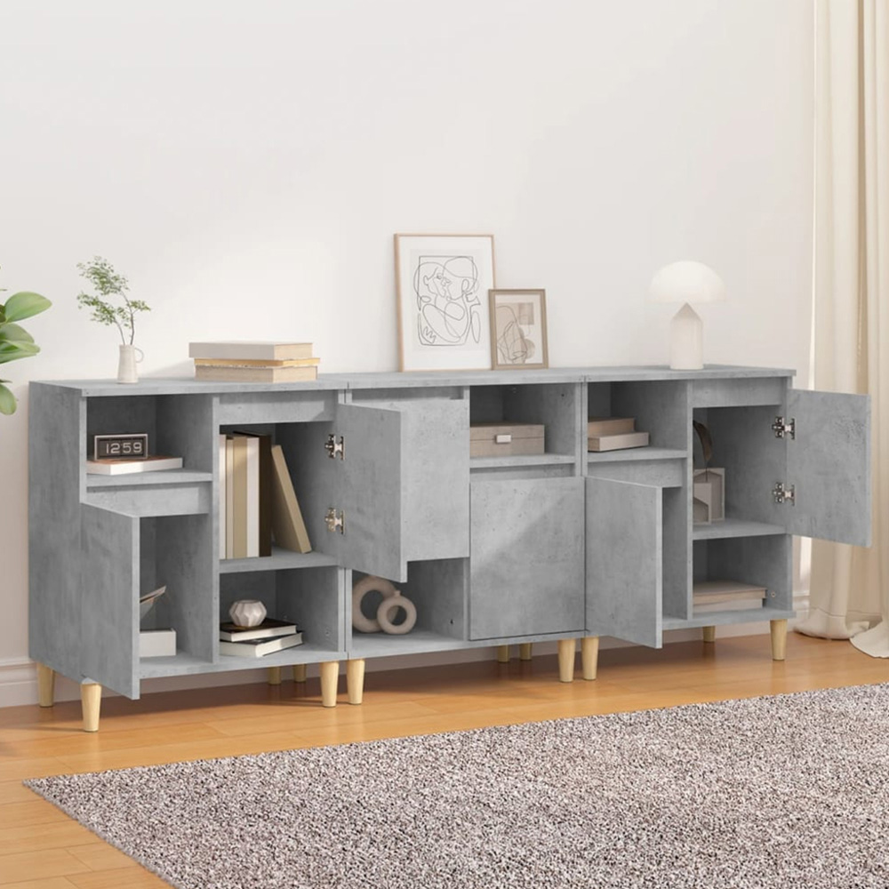 vidaXL 6 Door 6 Shelf Concrete Grey Sideboard 3 Piece Image 1