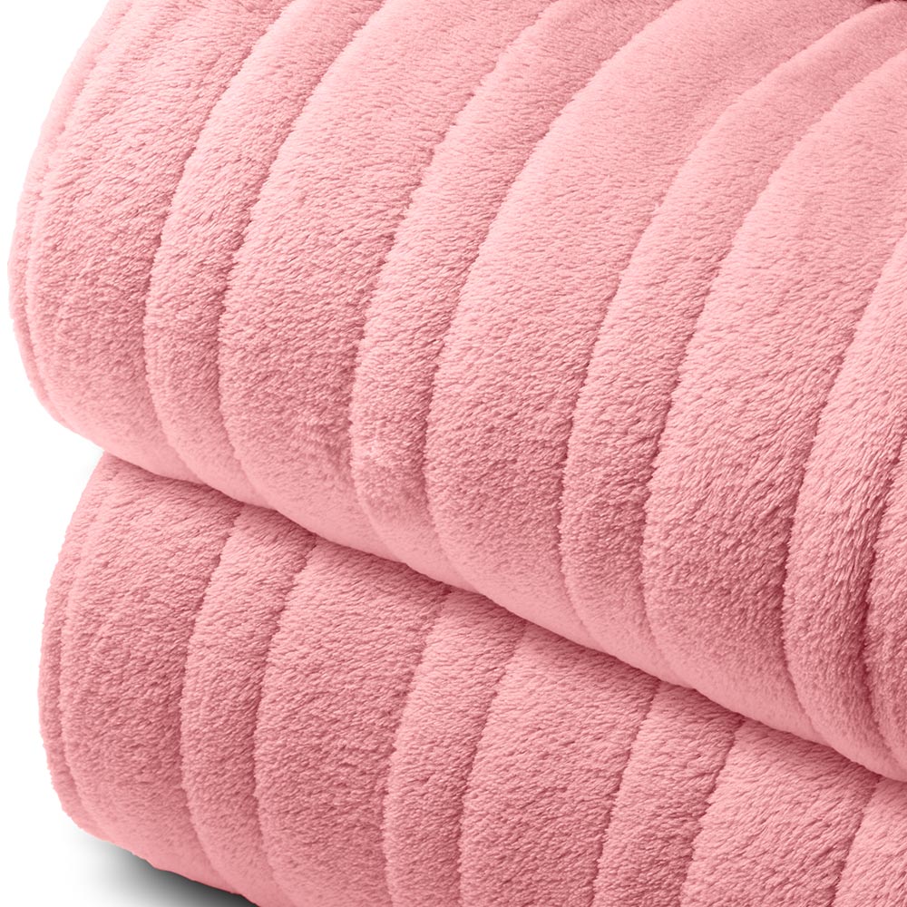 PureMate Pink Fleece Electric Heated Throw with 9 Heat Settings 120W Image 2