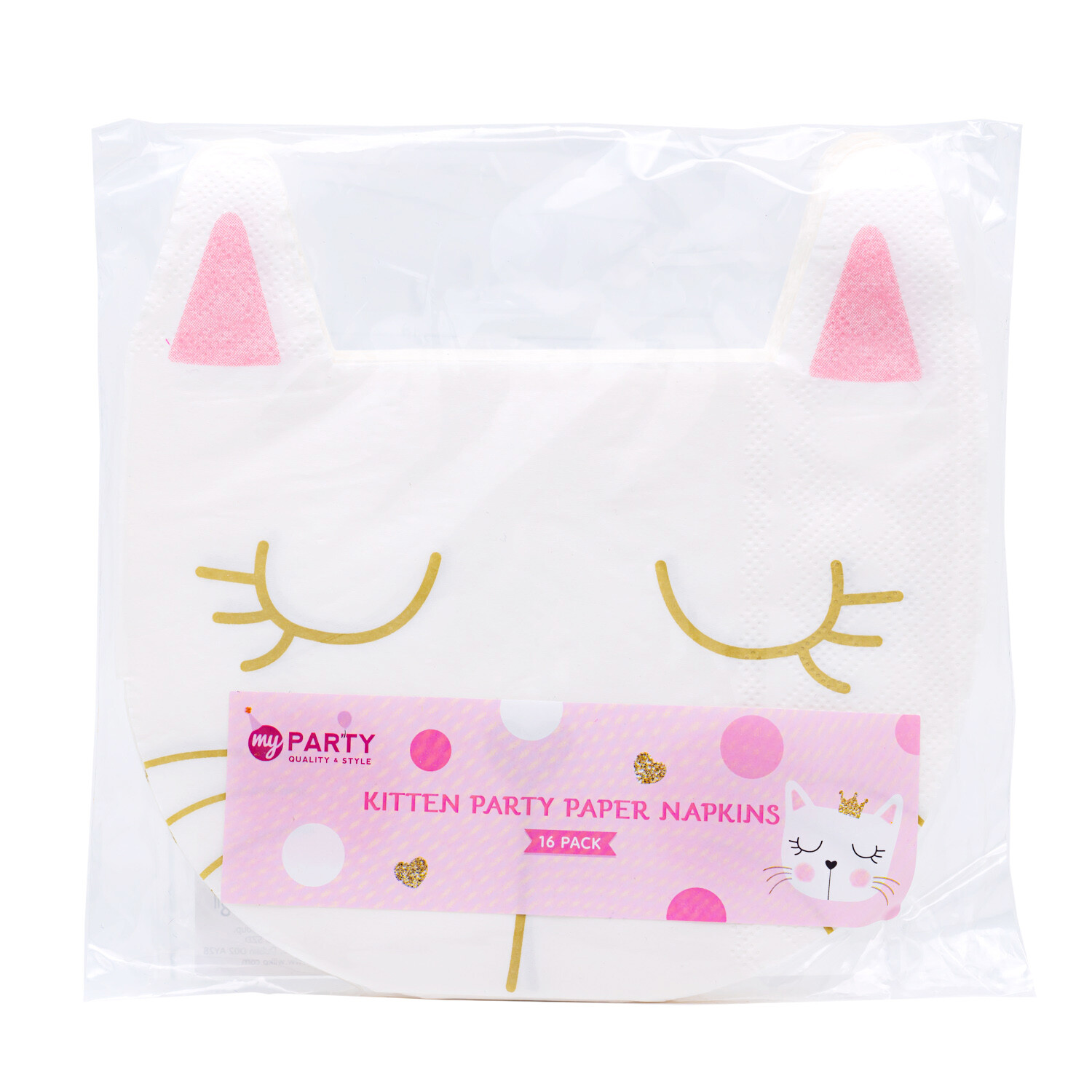 Pack of 16 Kitten Party Paper Napkins Pink Image 2