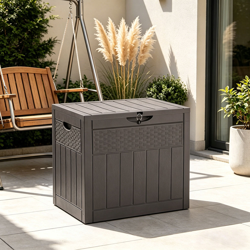 Living and Home Brown Polypropylene Garden Storage Box with Combination Padlock 126L Image 2