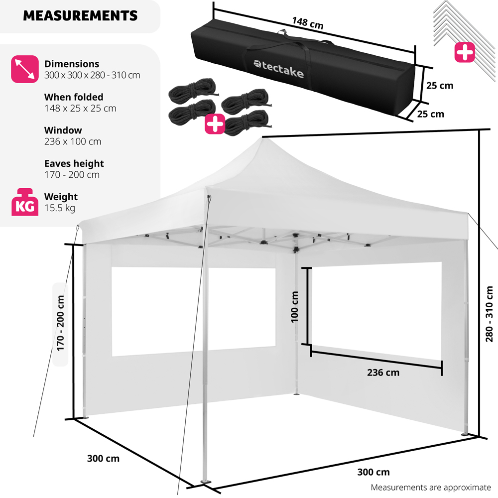 tectake Olivia 3 x 3m White Aluminium Frame Gazebo Image 9
