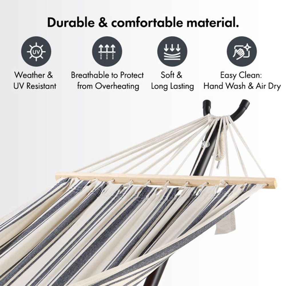 VonHaus Beige Hammock with Metal Frame Image 4