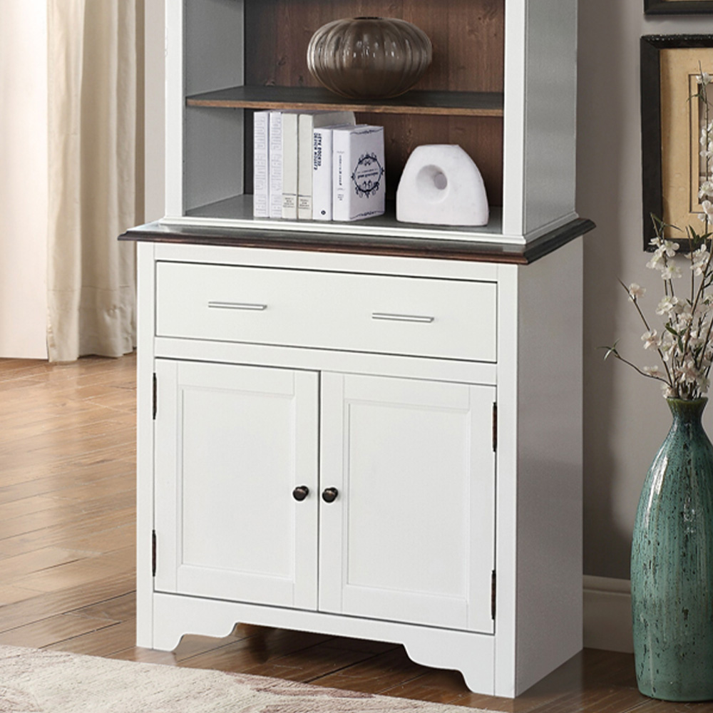 Comfy Living 2 Door Single Drawer 3 Shelf White Wooden Single Display Dresser Image 2