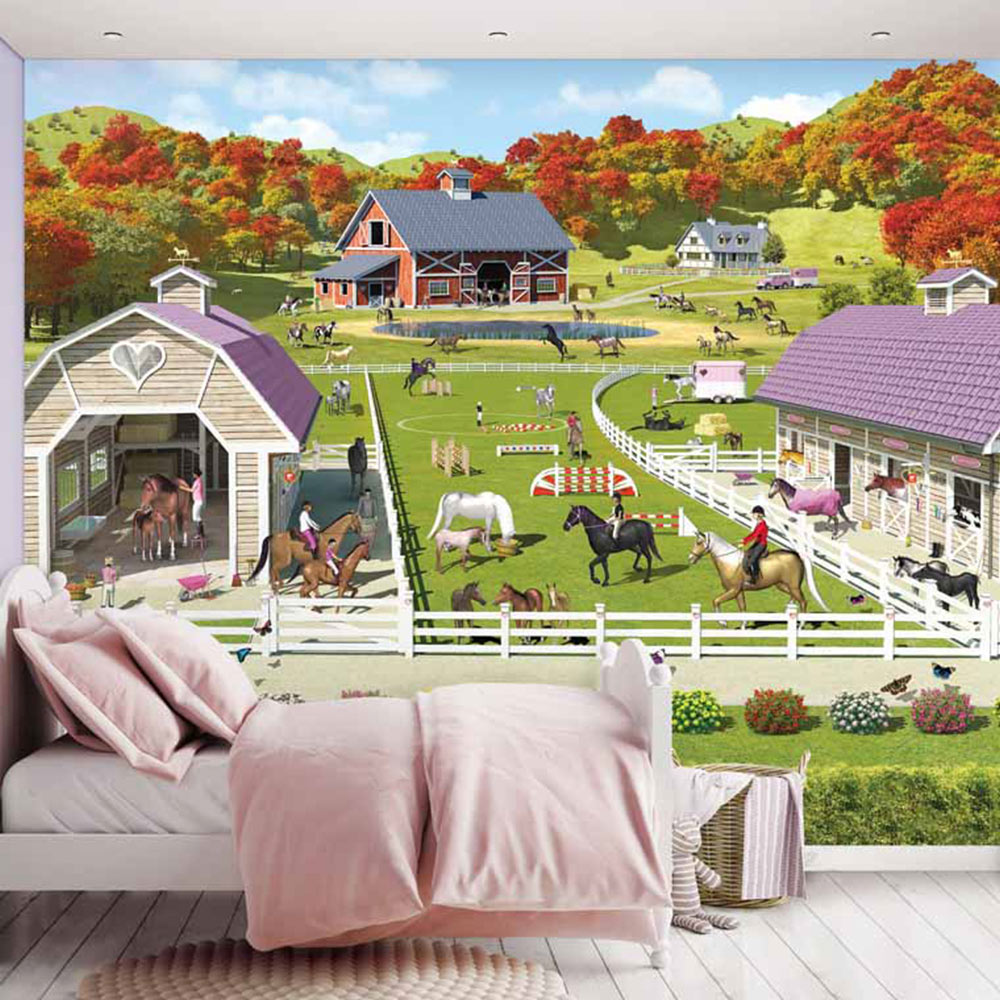 Walltastic Horse and Pony Stables Wall Mural Image 1