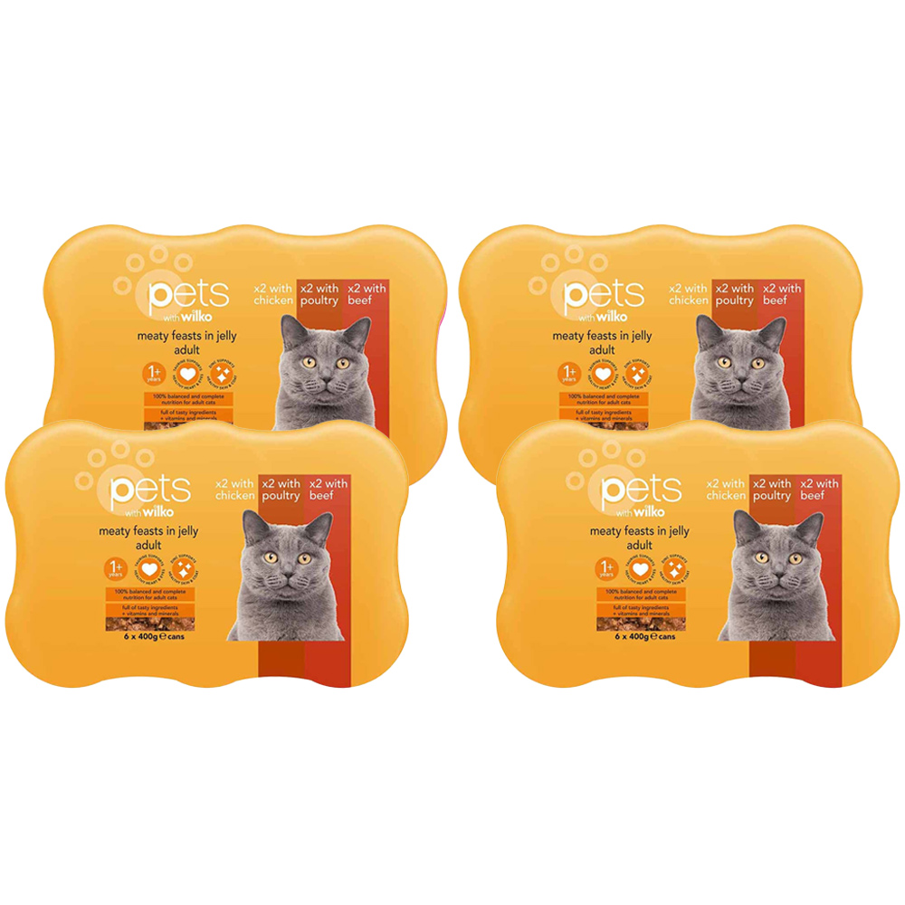 Wilko Meaty Feasts in Jelly Variety Adult Cat Food 400g Case of 4 x 6 Pack Image 1