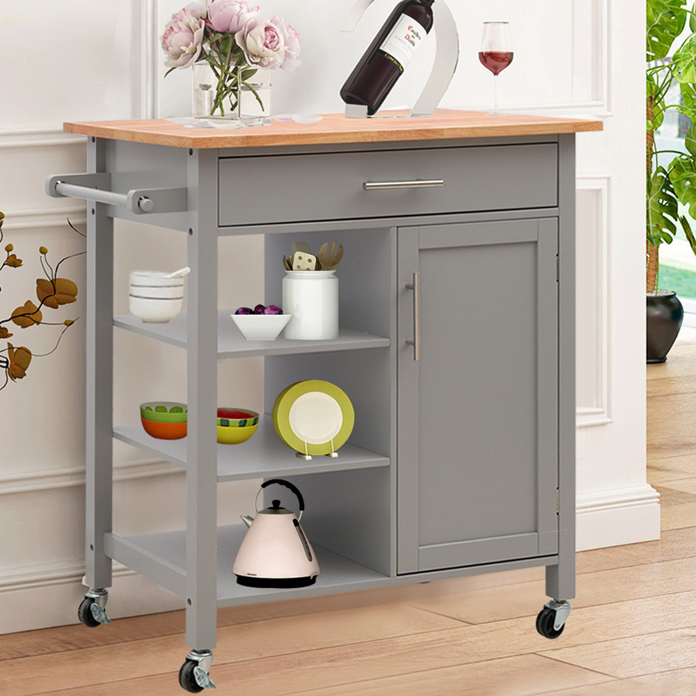 Living and Home Catering Trolley Cart with Cabinet Image 5