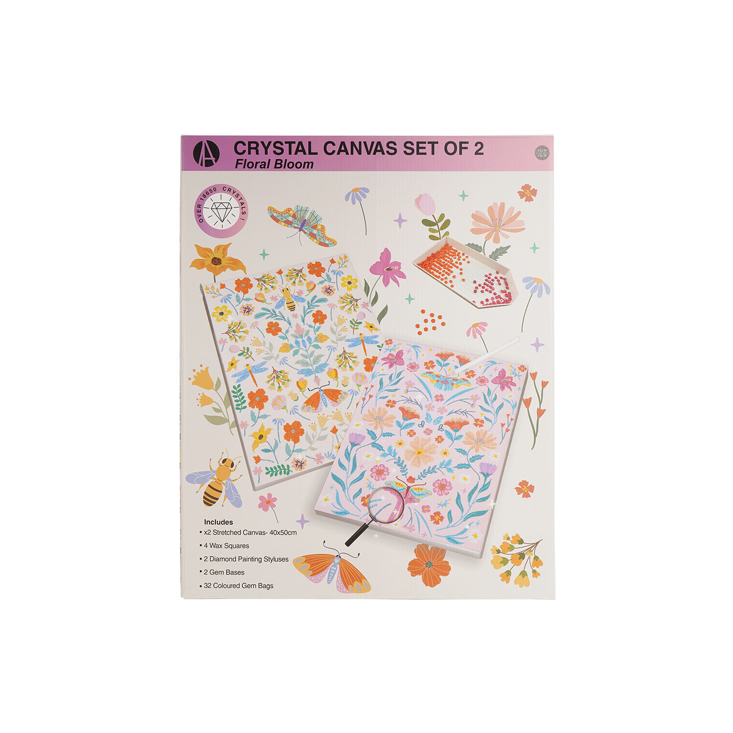 Set of 2 Floral Bloom Crystal Canvas - Multicolour Image 1