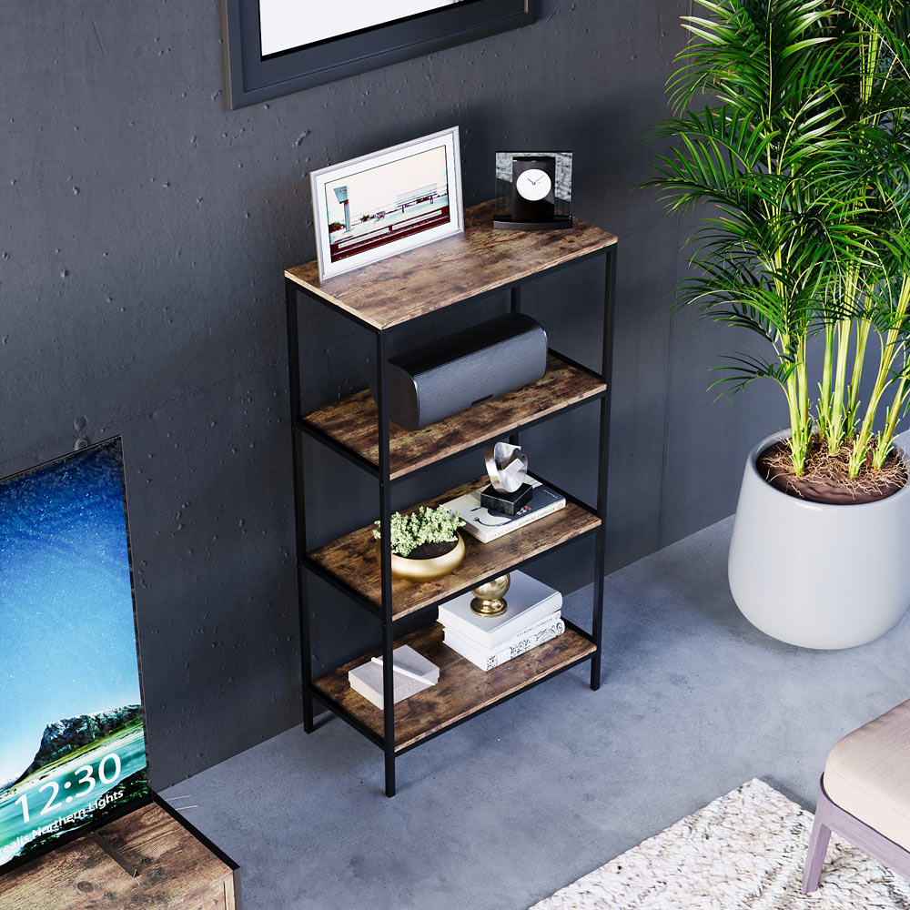 Vida Designs Brooklyn 4 Shelf Brown Bookcase Image 5