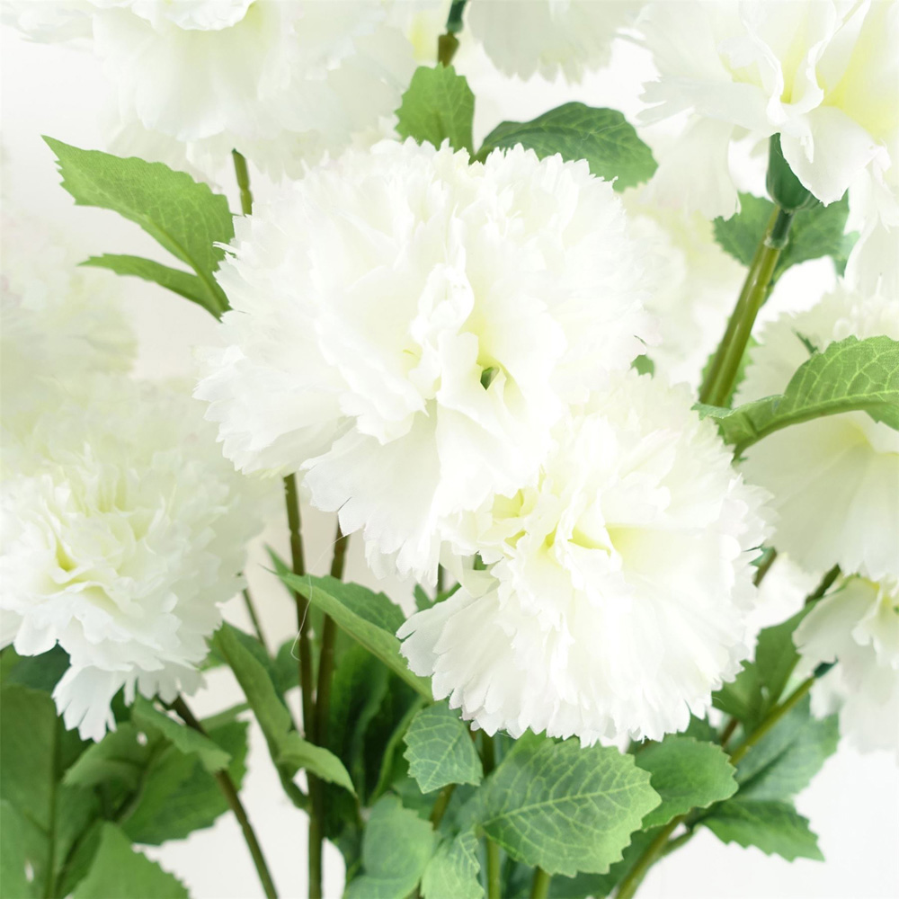 Leaf White Carnation Single Stem Artificial Flower 2.3ft 6 Pack Image 7