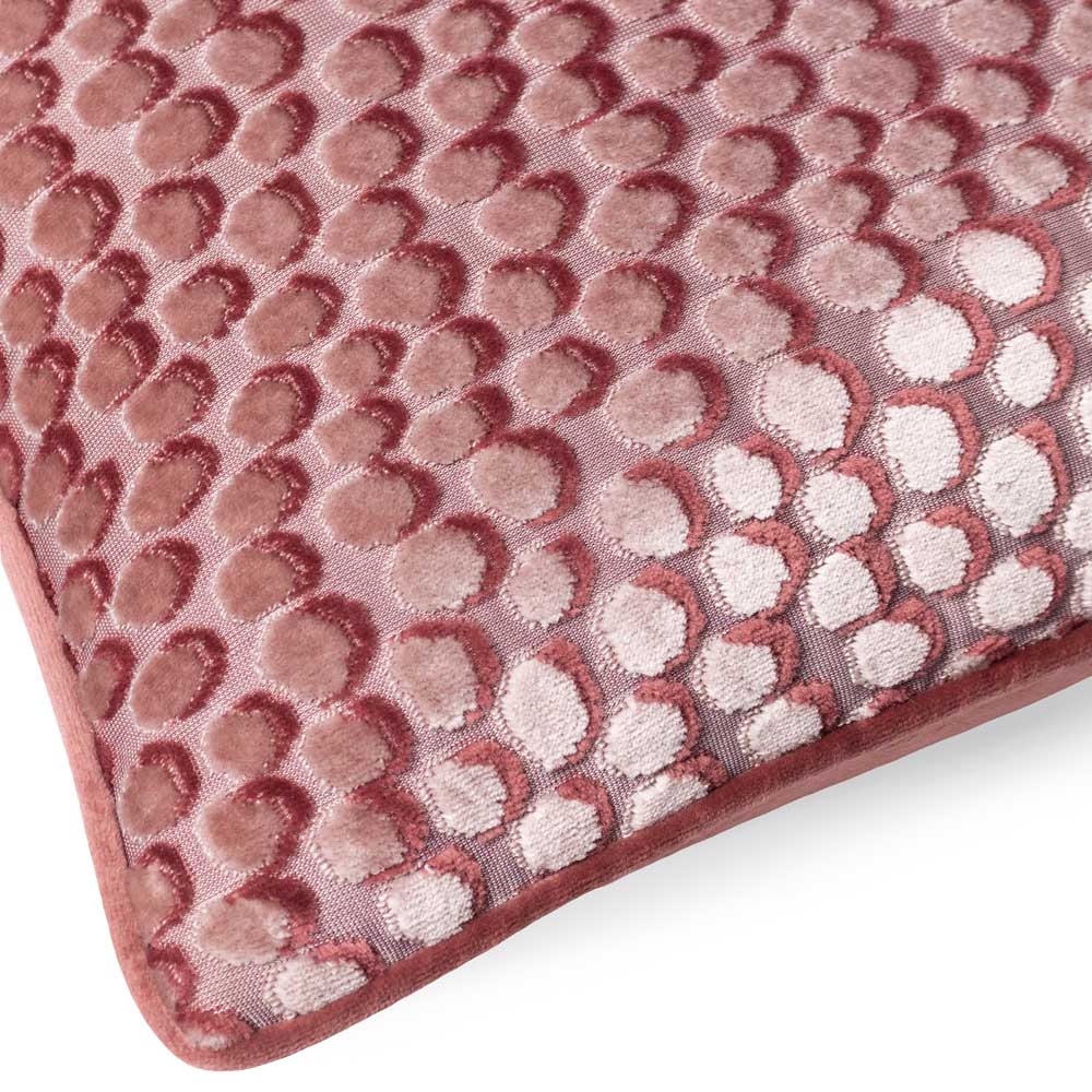 Hoem Lanzo Plaster Pink Cut Velvet Piped Cushion Image 4