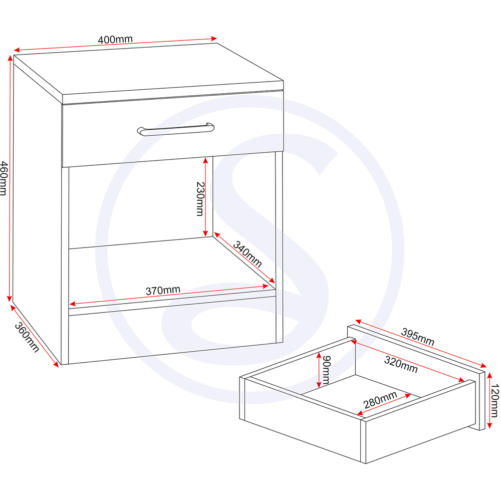 Seconique Dakota Single Drawer Light Grey Bedside Table Image 8