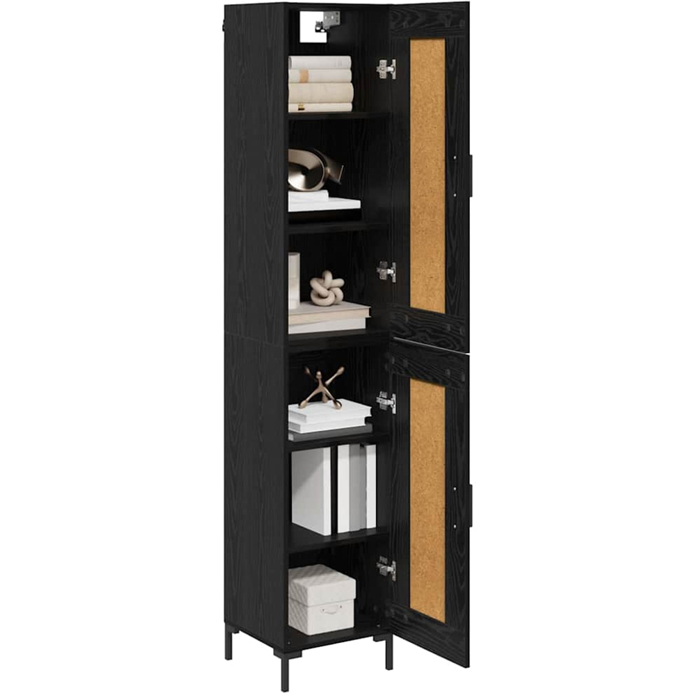 vidaXL 2 Door 6 Shelf Black Oak Highboard with Metal Legs Image 3