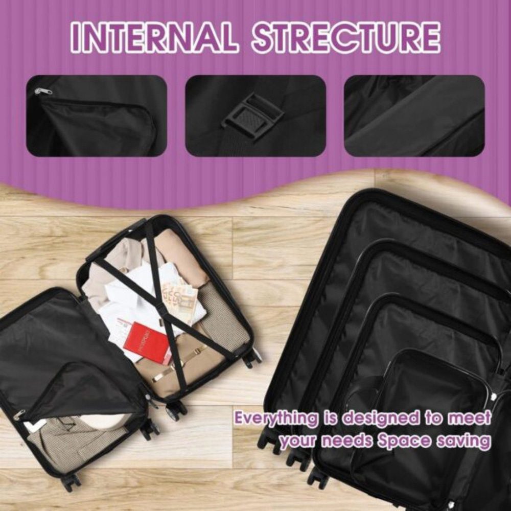 Willowmare 4-Piece Purple Travel Luggage Set Image 2