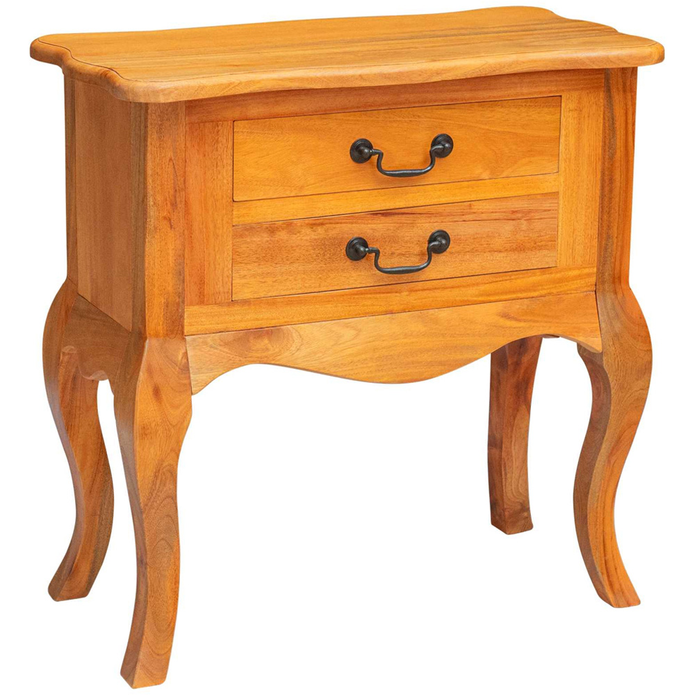 vidaXL 2 Drawer Solid Mahogany Wood Side Table Image 2