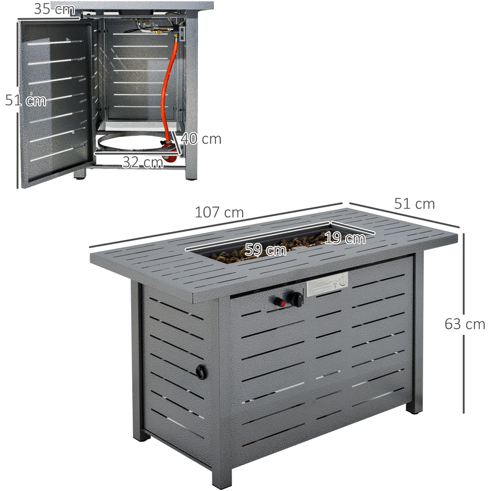 Outsunny Metal Gas Fire Pit Table with 50000 BTU Stainless Steel Burner Image 7
