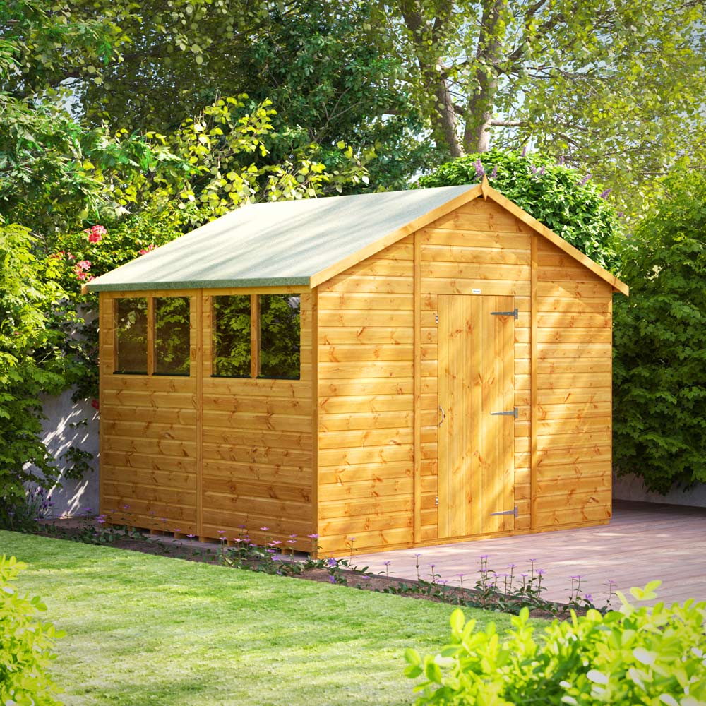 Power Sheds 8 x 10ft Apex Wooden Shed with Window Image 2