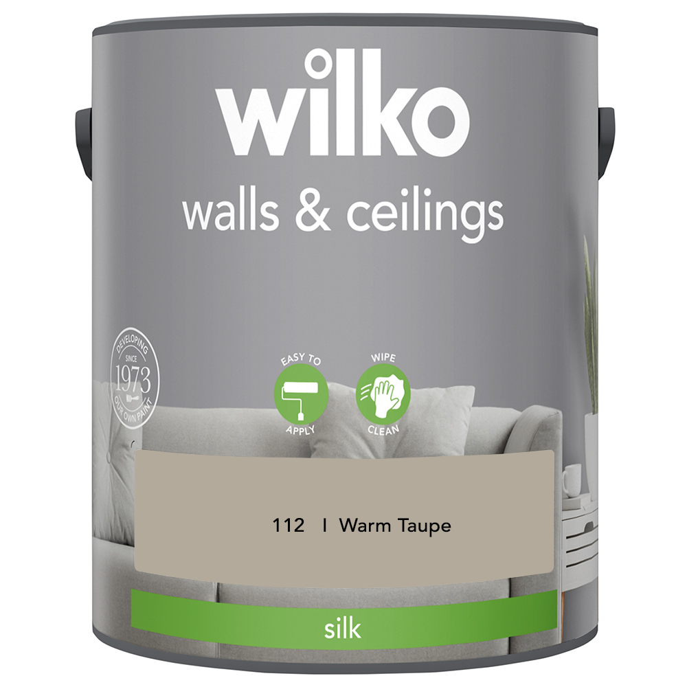 Wilko Walls & Ceilings Warm Taupe Silk Emulsion Paint 5L Image 2