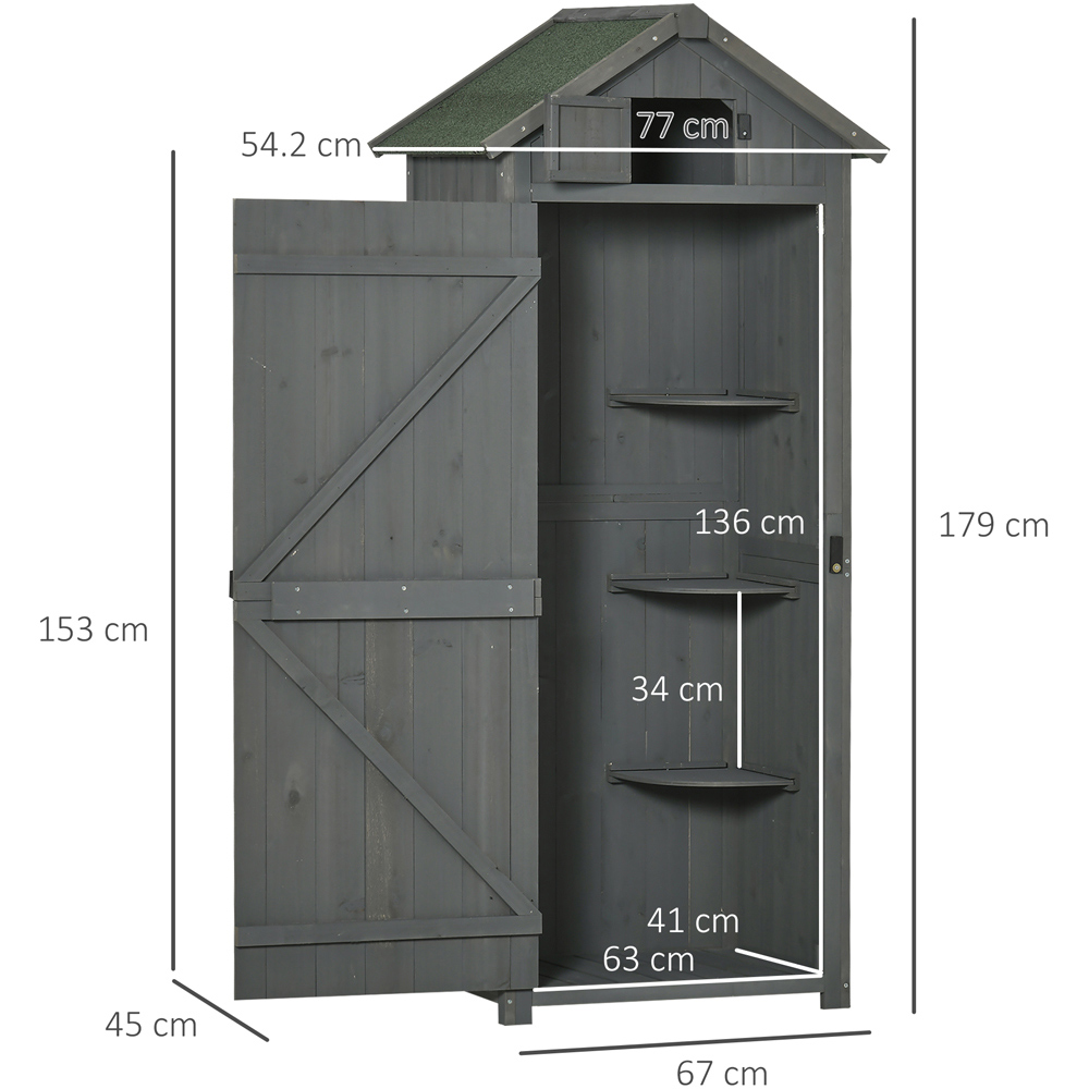 Outsunny 2.2 x 1.5ft Grey Tool Shed Image 6