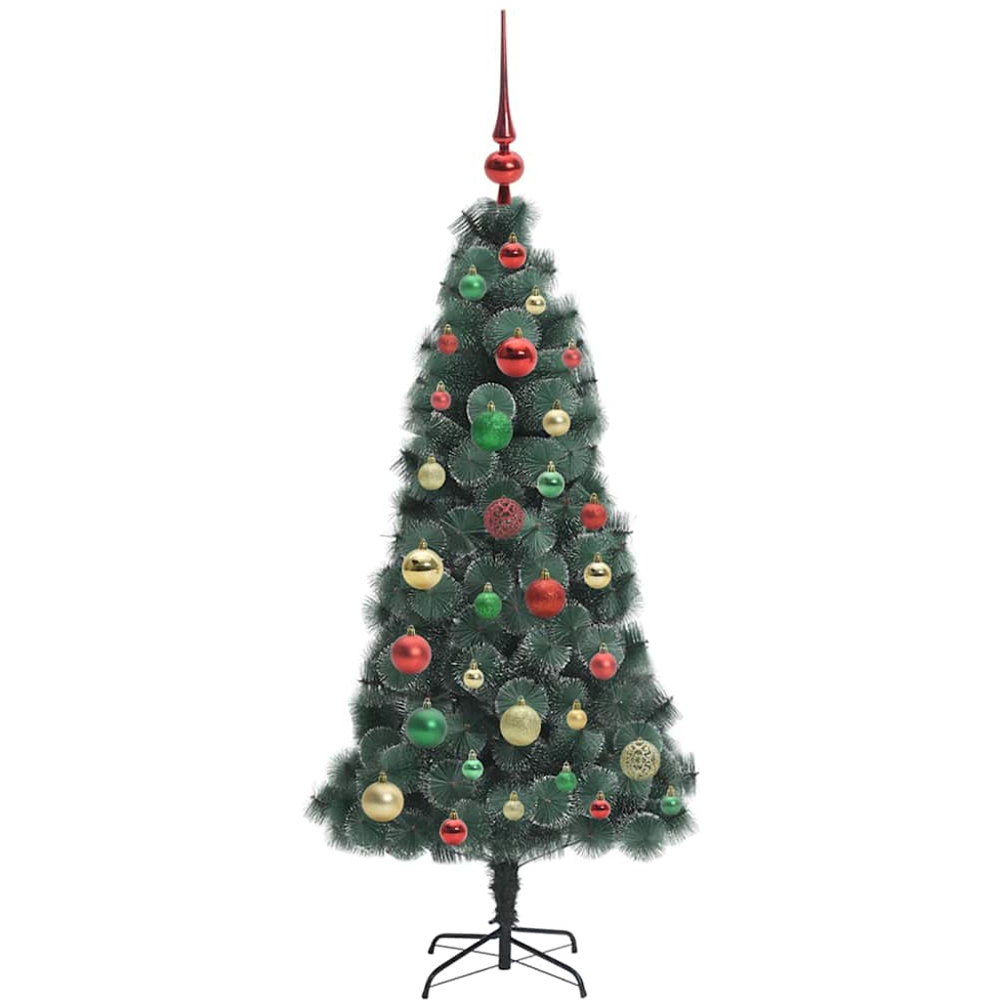 vidaXL Pre-Lit Multicolour Baubles Green Artificial Christmas Tree 4ft Image 4