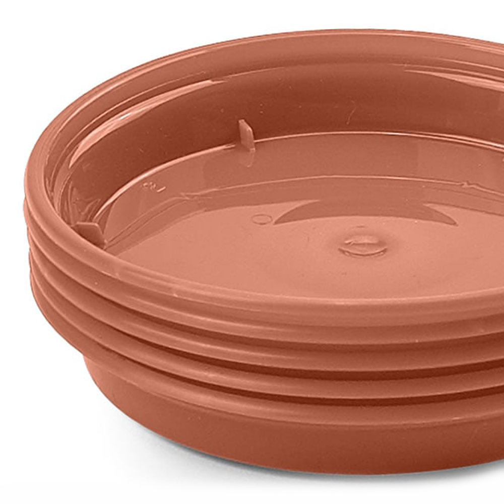 Wilko Terracotta Plastic Plant Pot Saucer 8cm 5 Pack Image 2
