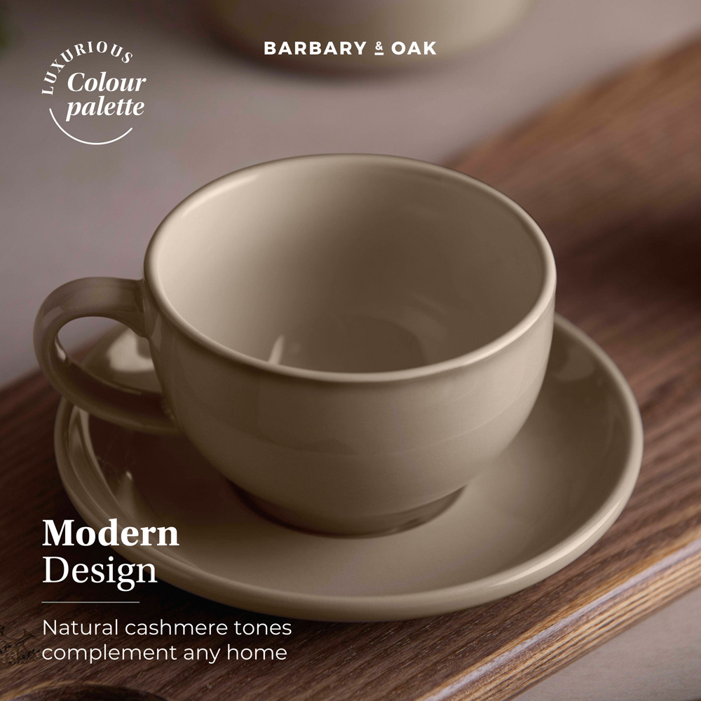 Barbary & Oak Nattura Set of 2 Cashmere Stoneware Americano Cup and Saucer Set 350ml Image 5