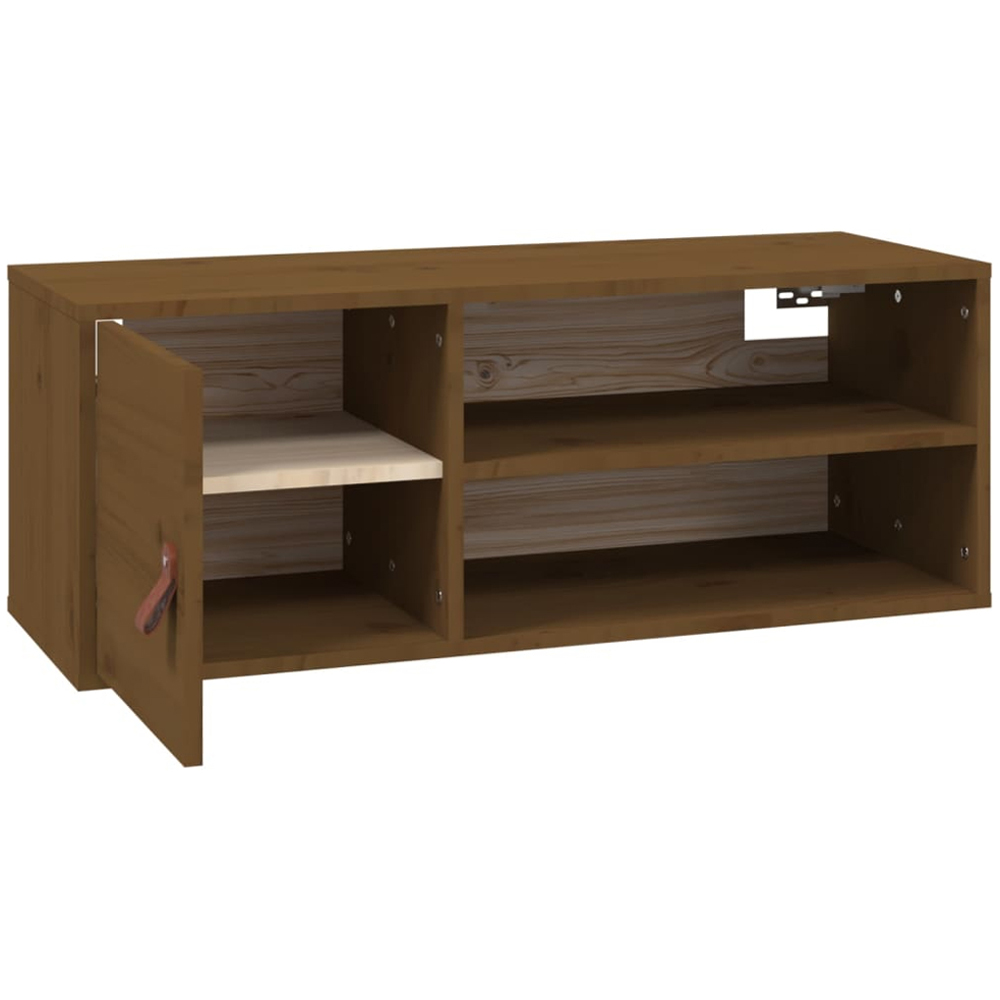 vidaXL Single Door 2 Shelf Honey Brown Solid Pine Wood Wall Cabinet Image 6