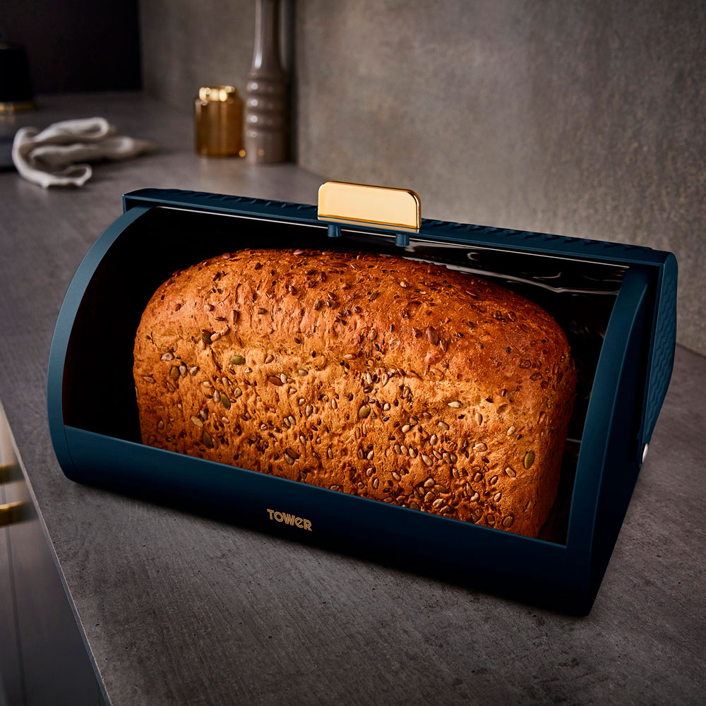 Tower Empire Midnight Blue Roll Top Bread Bin Image 2