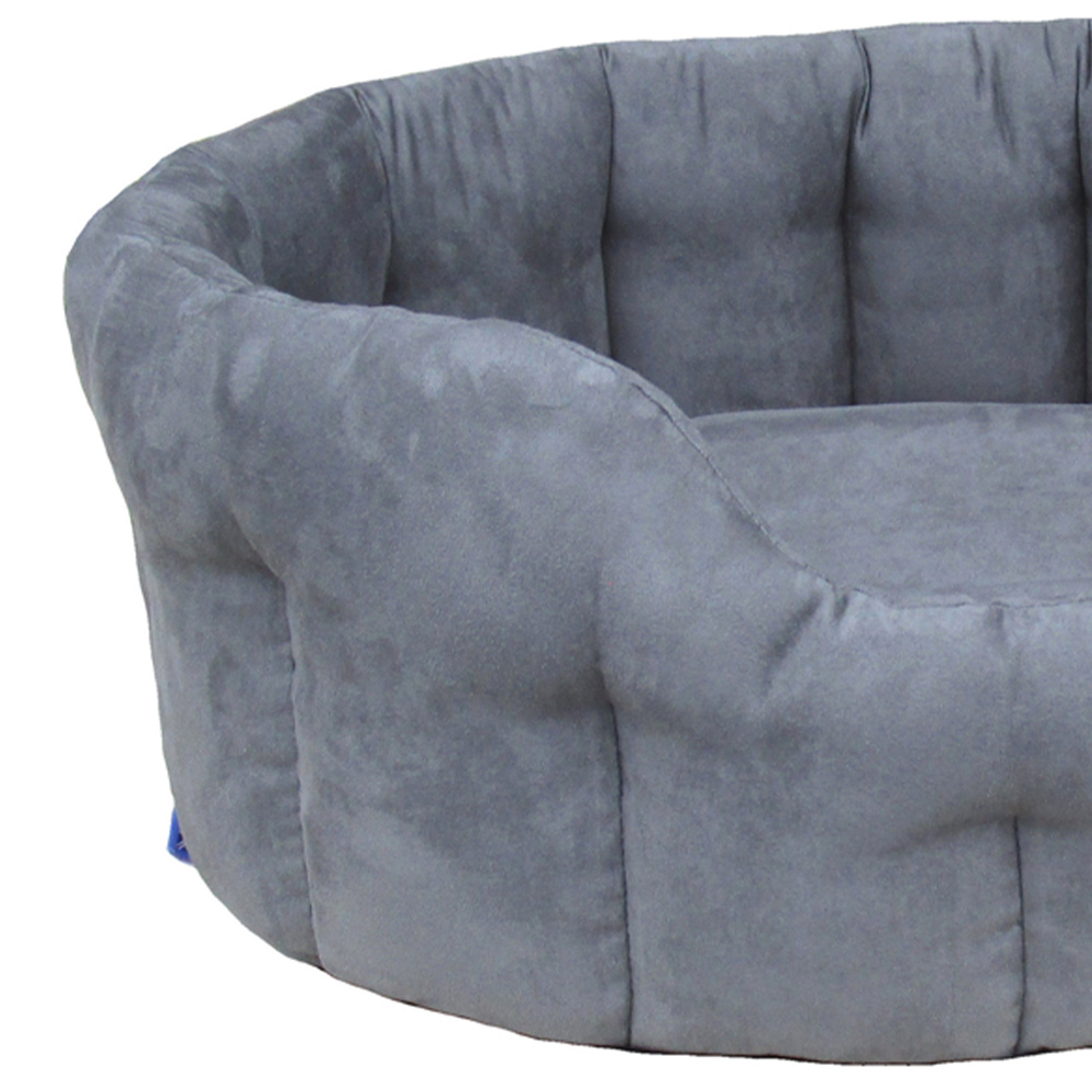 P&L Medium Grey Oval Faux Suede Dog Bed Wilko