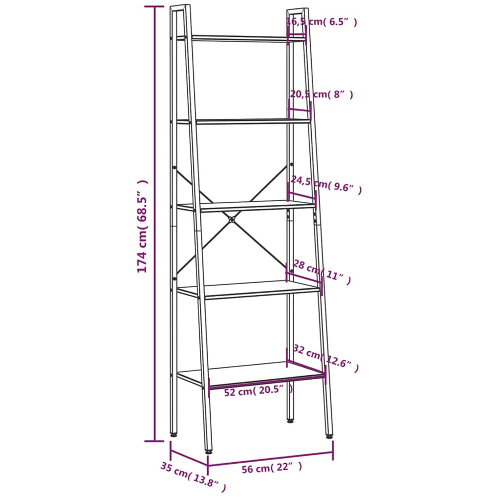 vidaXL 5 Shelf Light Brown Display Unit Image 8