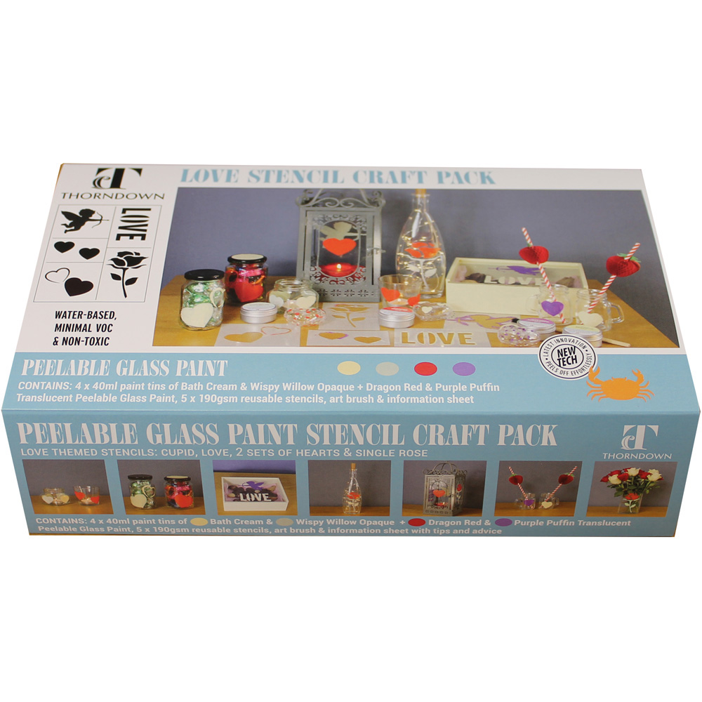 Thorndown Peelable Glass Paint Love Craft Stencil Craft Pack Image 2