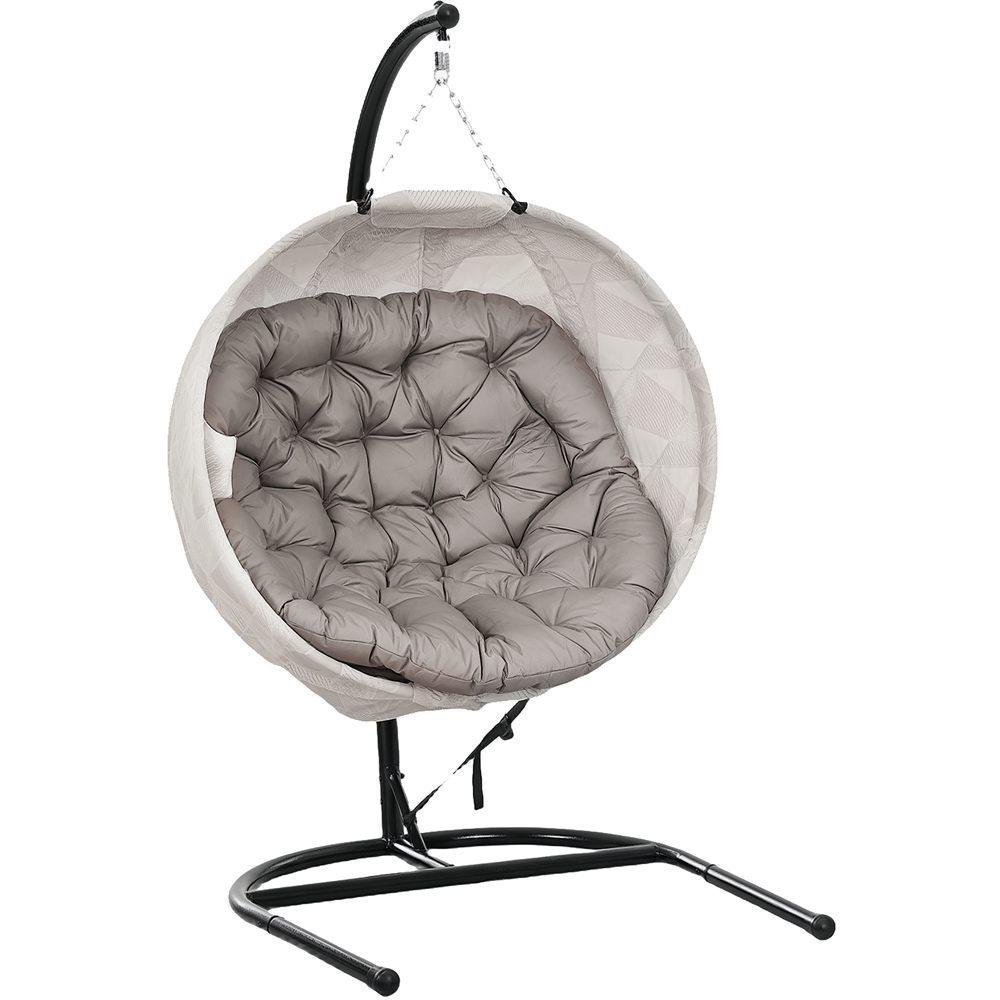 Outsunny Sand Hanging Egg Chair with Folding Basket Image 2