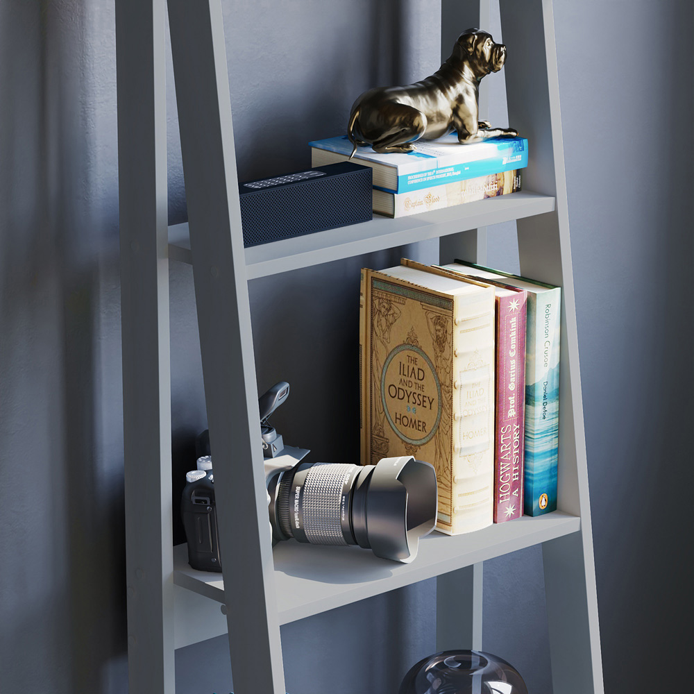 Vida Designs Bristol 5 Shelf Grey Ladder Bookcase Image 5