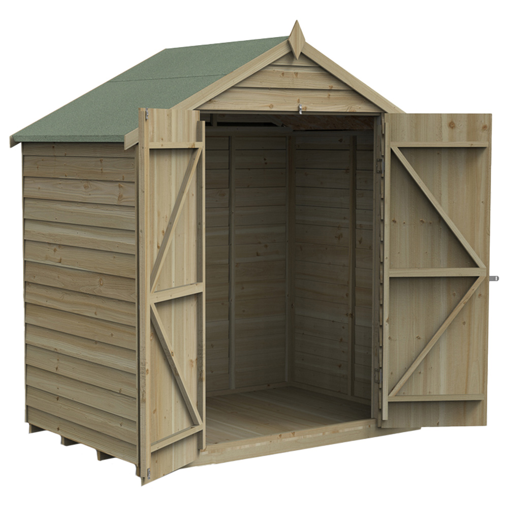 Forest Garden 6 x 4ft Double Door Pressure Treated Overlap Apex Shed Image 2