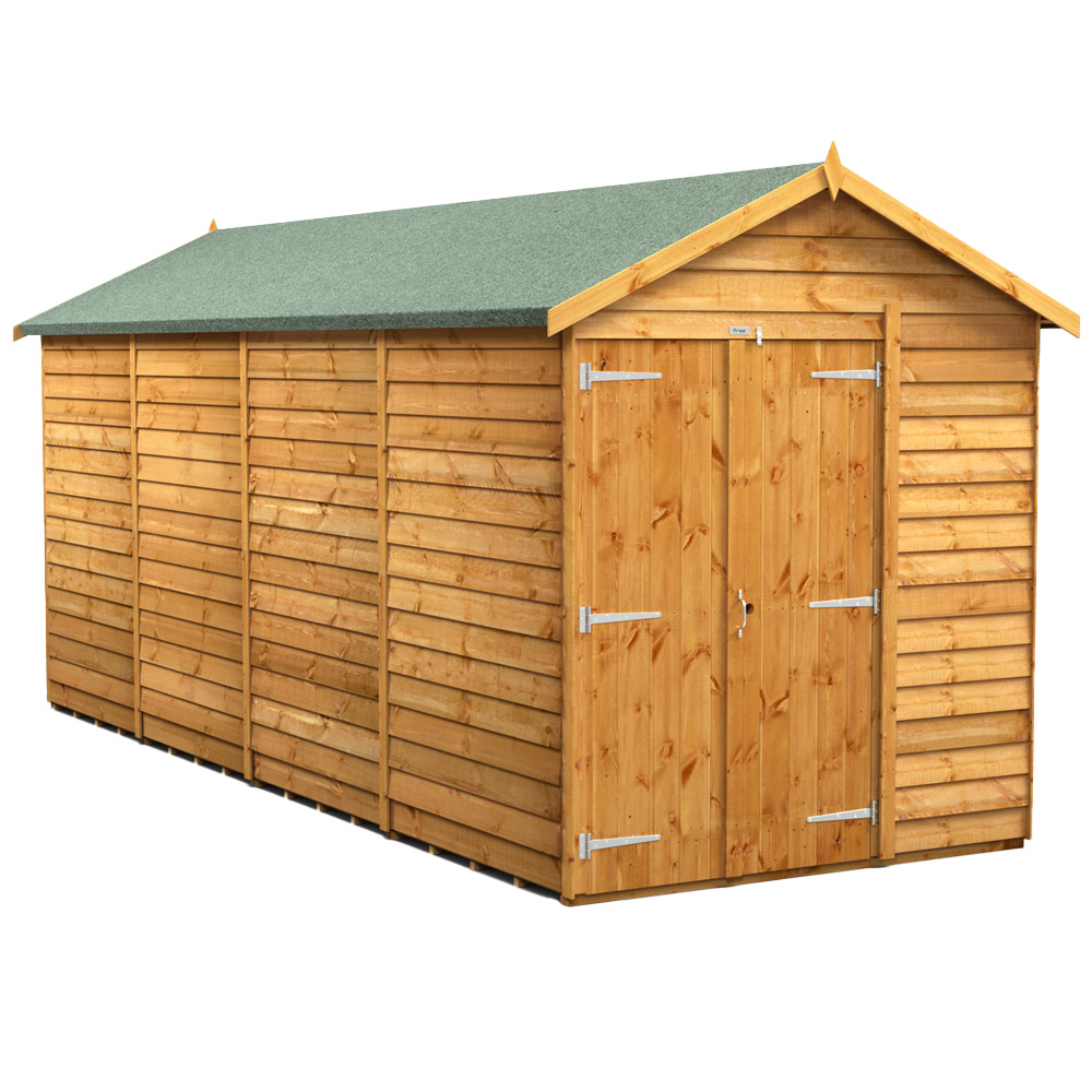 Power Sheds 16 x 6ft Double Door Overlap Apex Wooden Shed Image 1