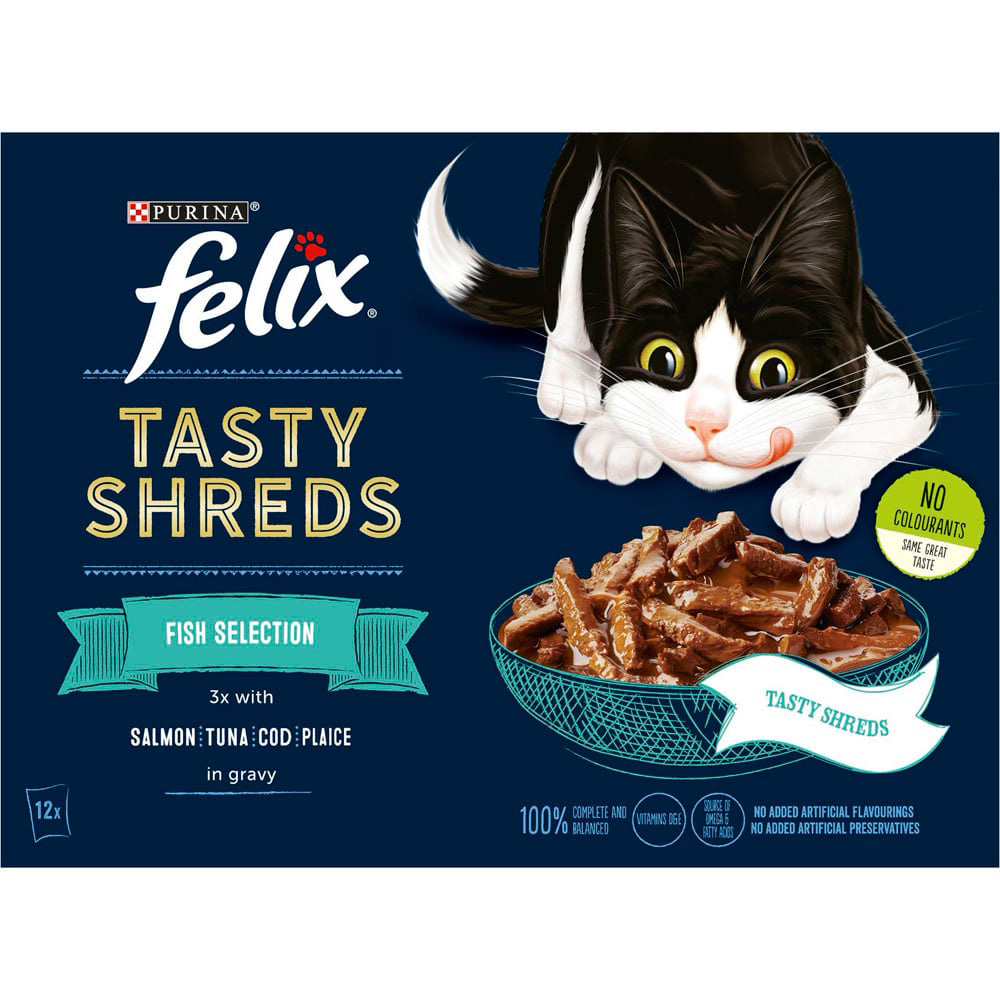 Felix Tasty Shreds Fish Selection in Gravy Cat Food 12 x 80g Image 3