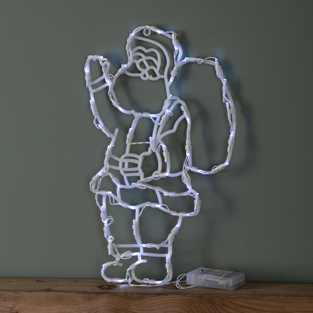 Samuel Alexander 50 White LED Battery Powered Light-Up Hanging Santa Christmas Decoration 44cm Image 5