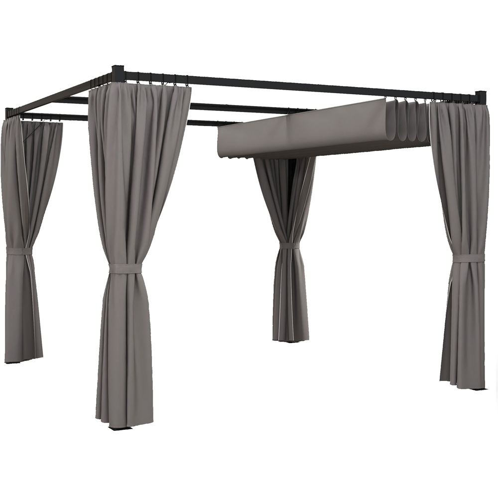 Outsunny 3 x 3m Light Grey Retractable Pergola Image 2