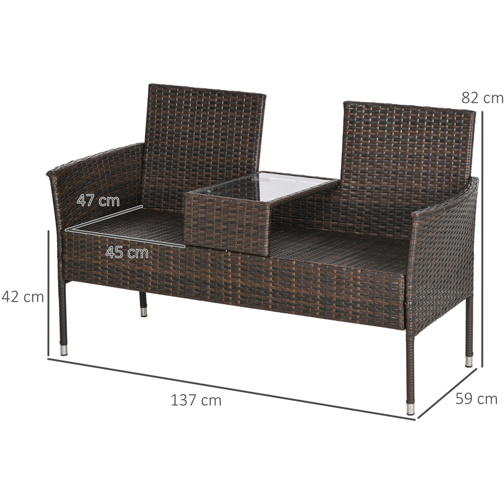 Outsunny 2 Seater Brown Rattan Companion Seat Image 7