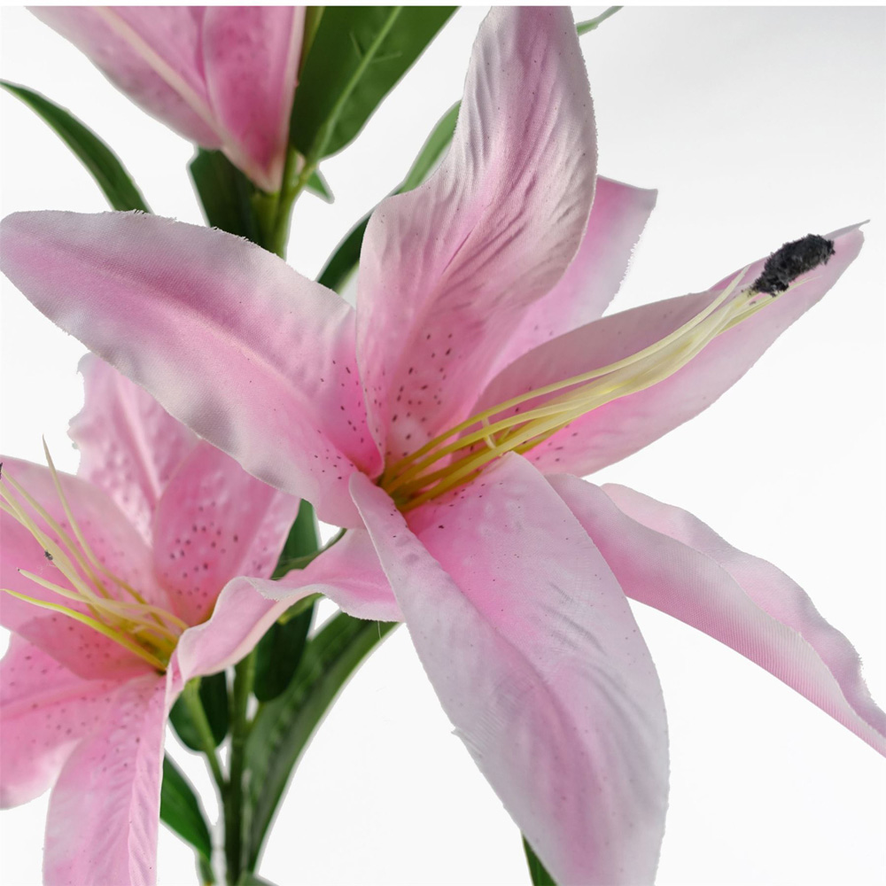 Leaf Large Pink Lily Single Stem Artificial Flower 3.3ft 6 Pack Image 6
