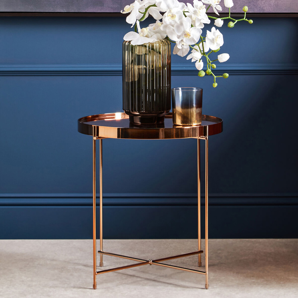 Premier Housewares Allure Pink Mirrored Low Side Table Image 4