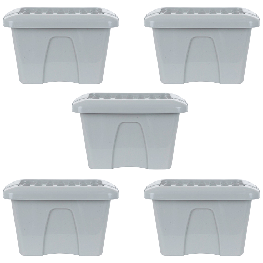 Wham 14L Soft Grey Home Upcycle Box and Lid 5 Pack Image 1