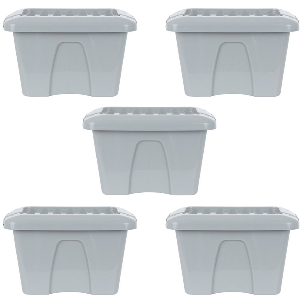 Wham 14L Soft Grey Home Upcycle Storage Box with Lid 5 Pack Image 1