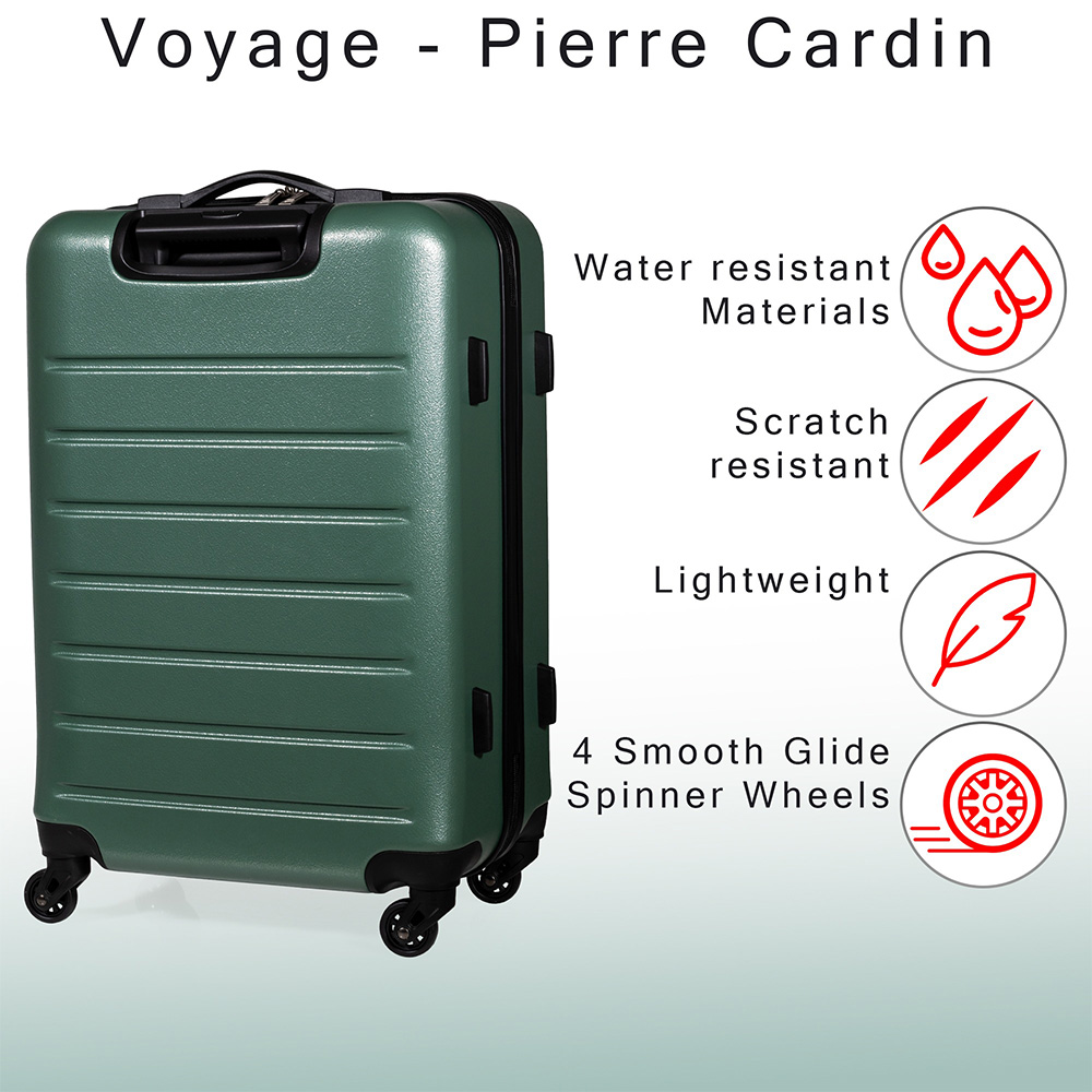 Pierre Cardin Voyager Large Green Hard Shell Lightweight Trolley Suitcase Image 6