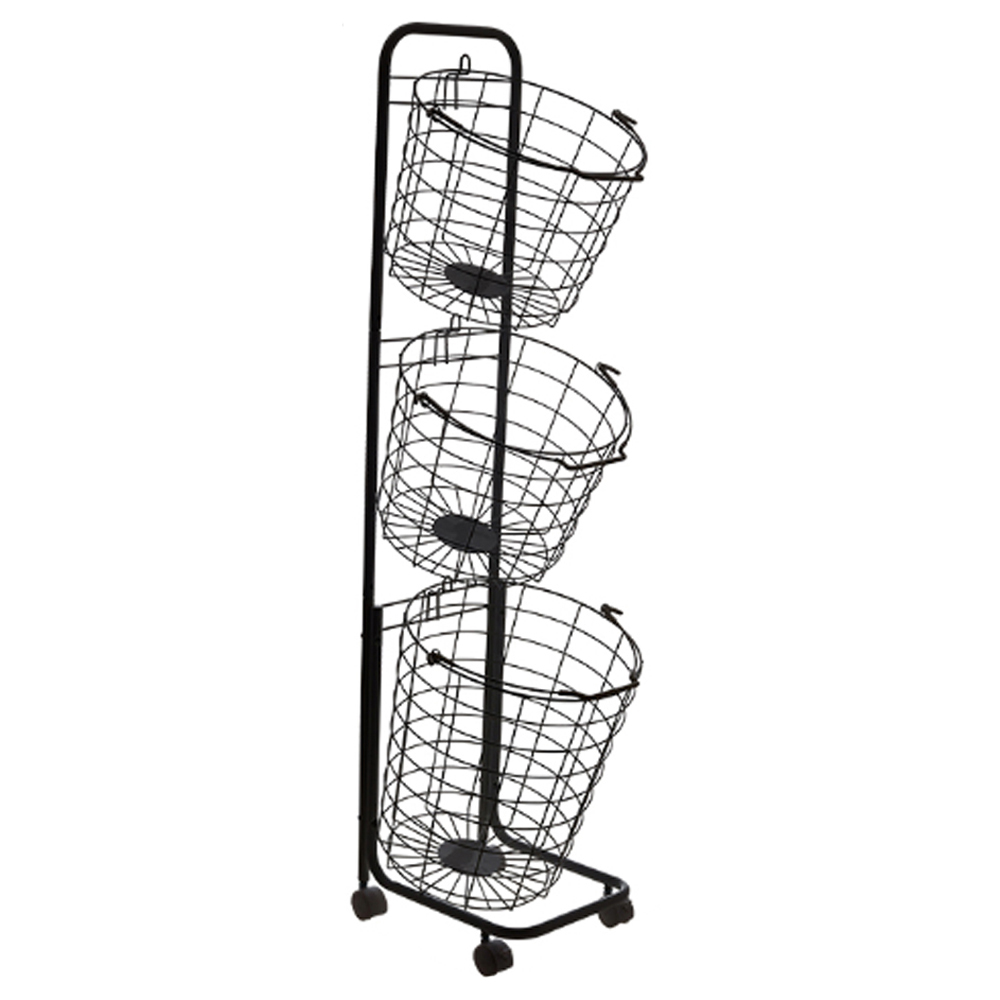 3-Tier Laundry Basket Multi-Tier Black Image 1