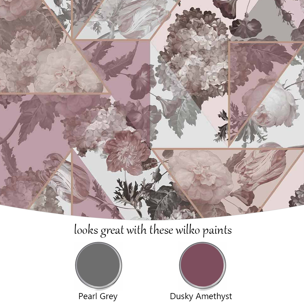 Sublime Geo Floral Pink and Grey Wallpaper Image 4