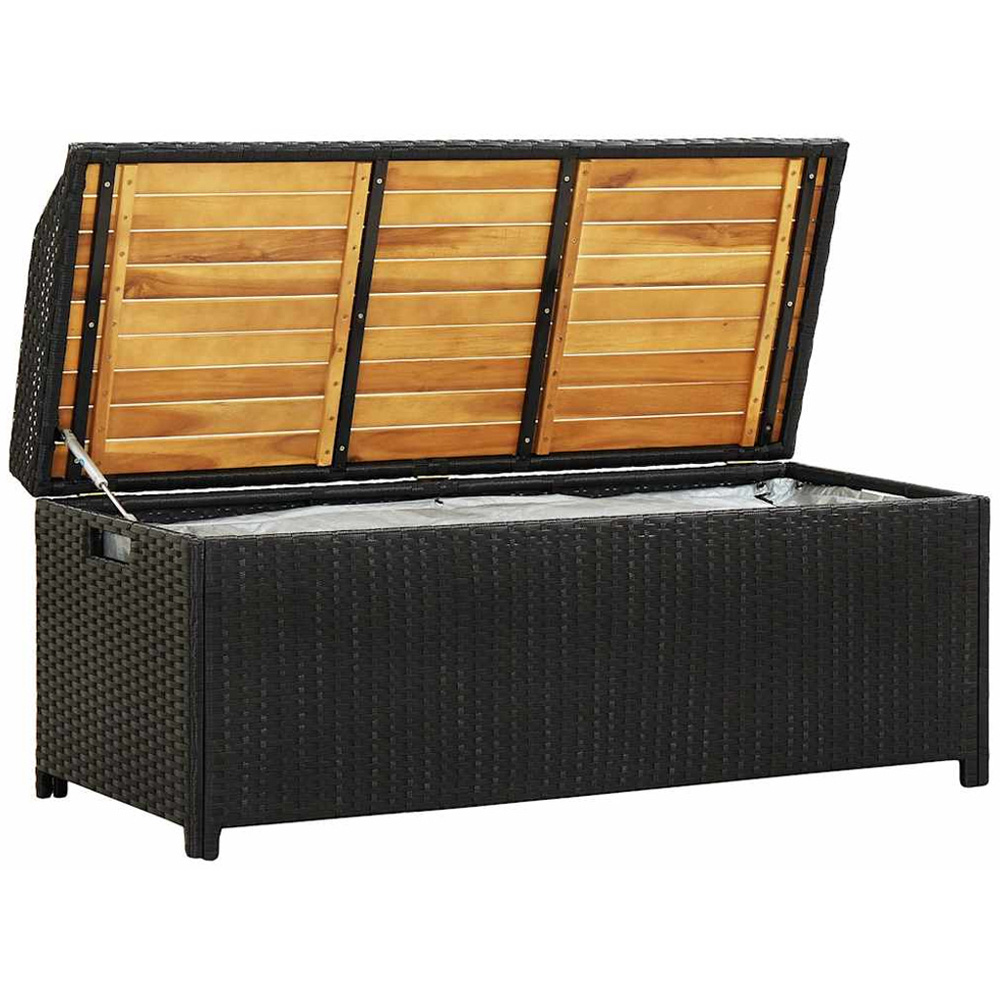 vidaXL Black Poly Rattan Garden Storage Bench 120 x 50 x 50cm Image 4