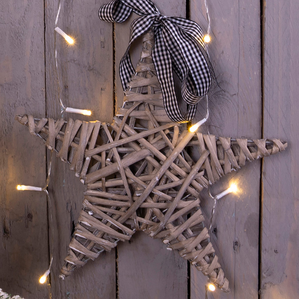 St Helens Grey Wicker Star Christmas Decoration Image 2