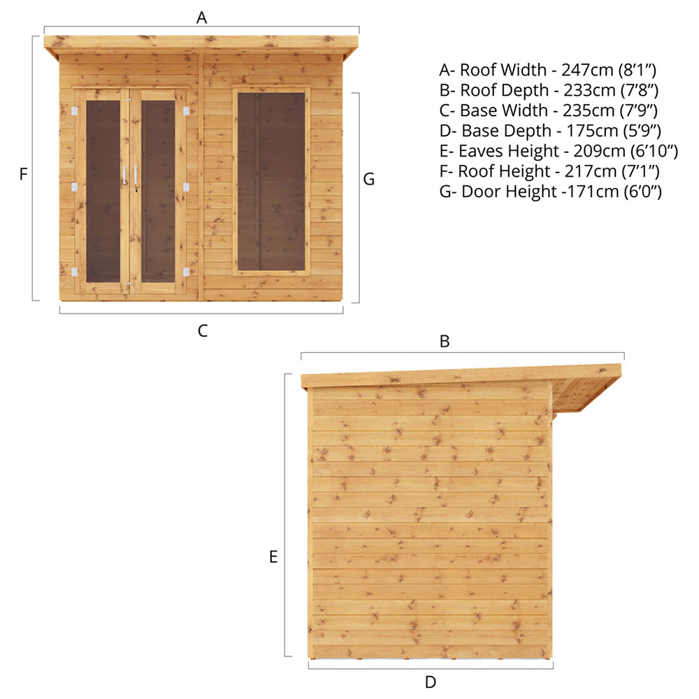 Mercia Maine 8 x 6ft Double Door Shiplap Traditional Summerhouse Image 7