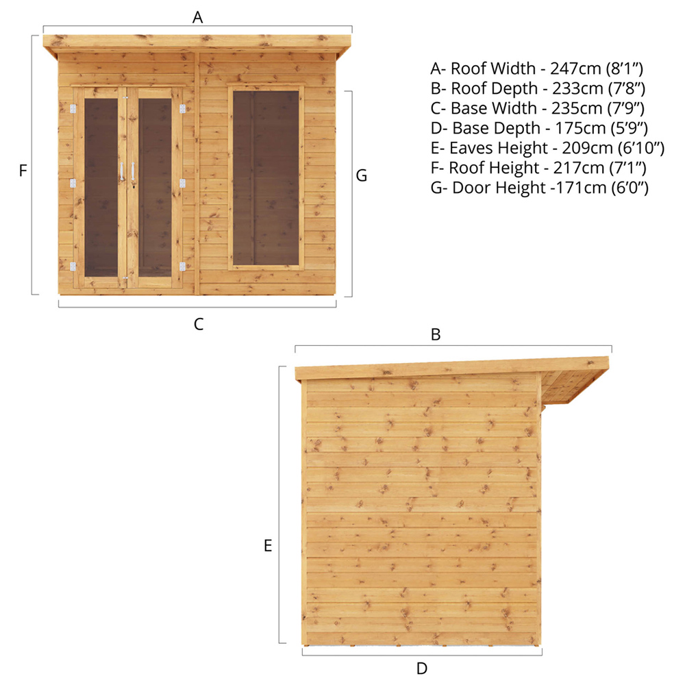 Mercia Maine 8 x 6ft Double Door Shiplap Traditional Summerhouse Image 7