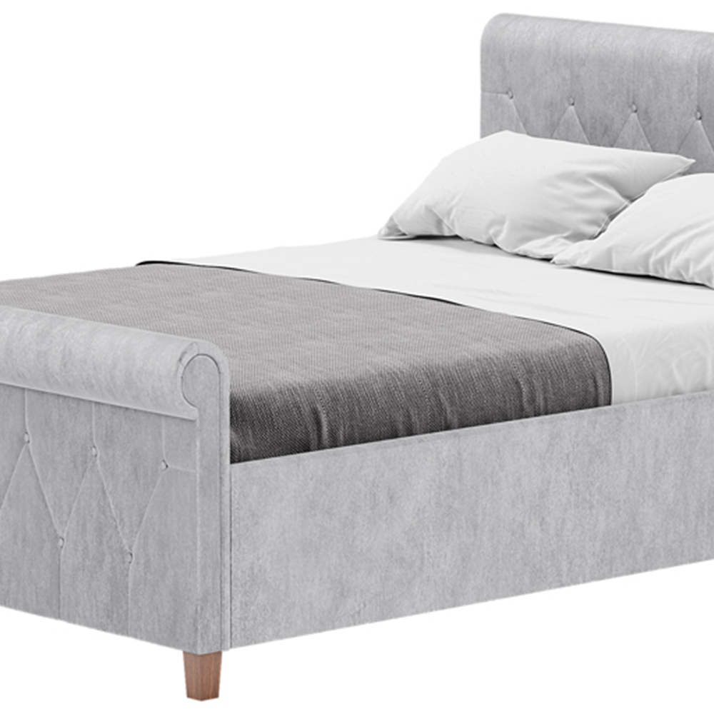 Home Vida Vittorio Double Silver Crushed Velvet Bed Image 3